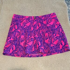 Lilly Pulitzer Pink and Blue Zebra Print Skort